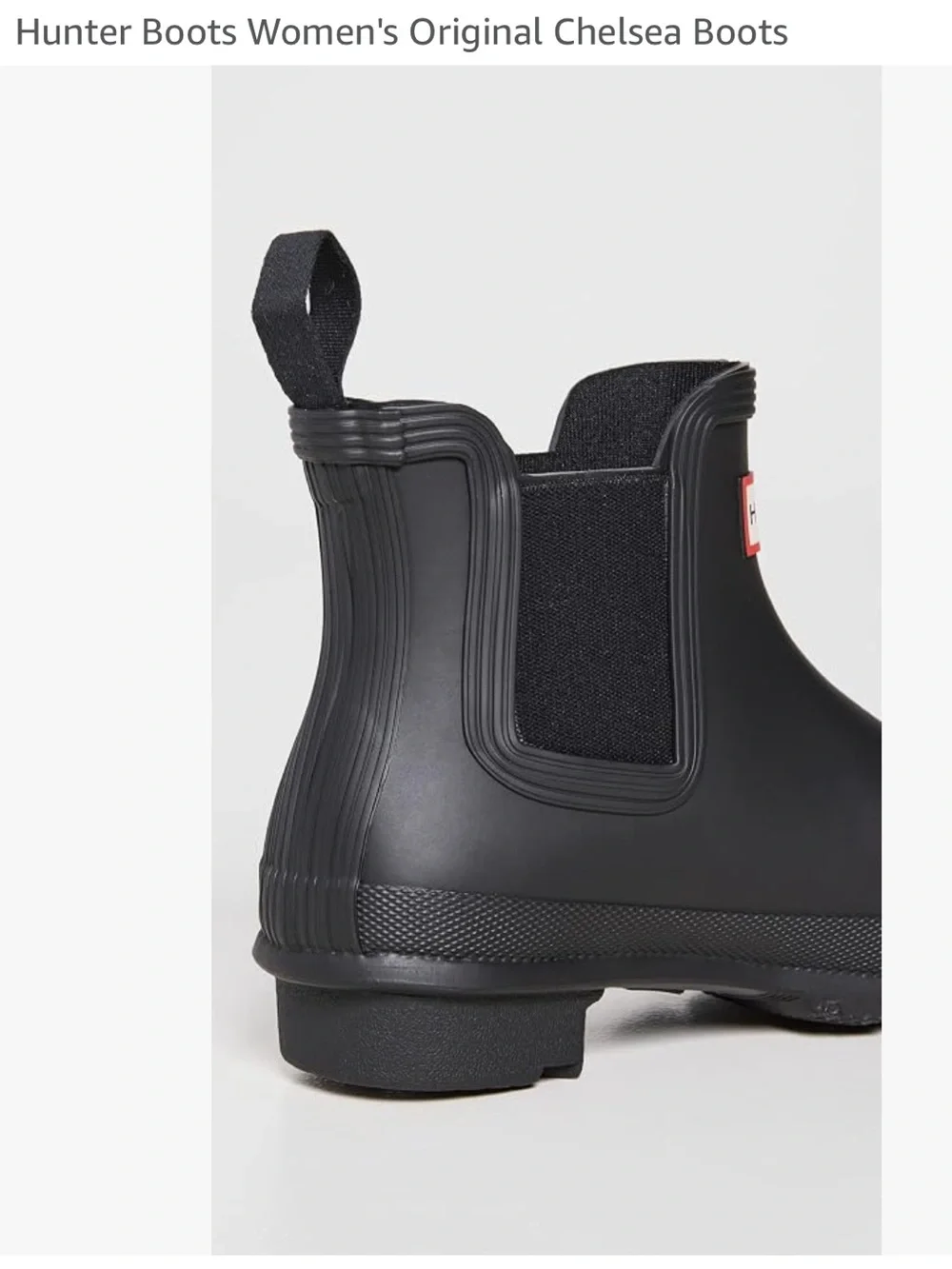 Hunter Women's Chelsea Short Rain Boot in Black with Red Logo
